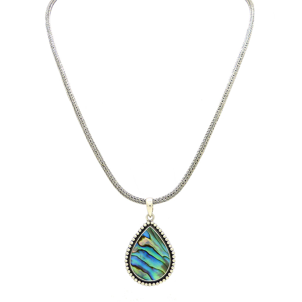 Sterling Silver 925 Bali Teardrop Pendant with Abalone Shell by Bali Designs - ILoveThatGift