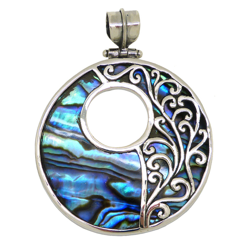 Sterling Silver 925 Bali Large Round Pendant with Abalone Shell by Bali Designs - ILoveThatGift