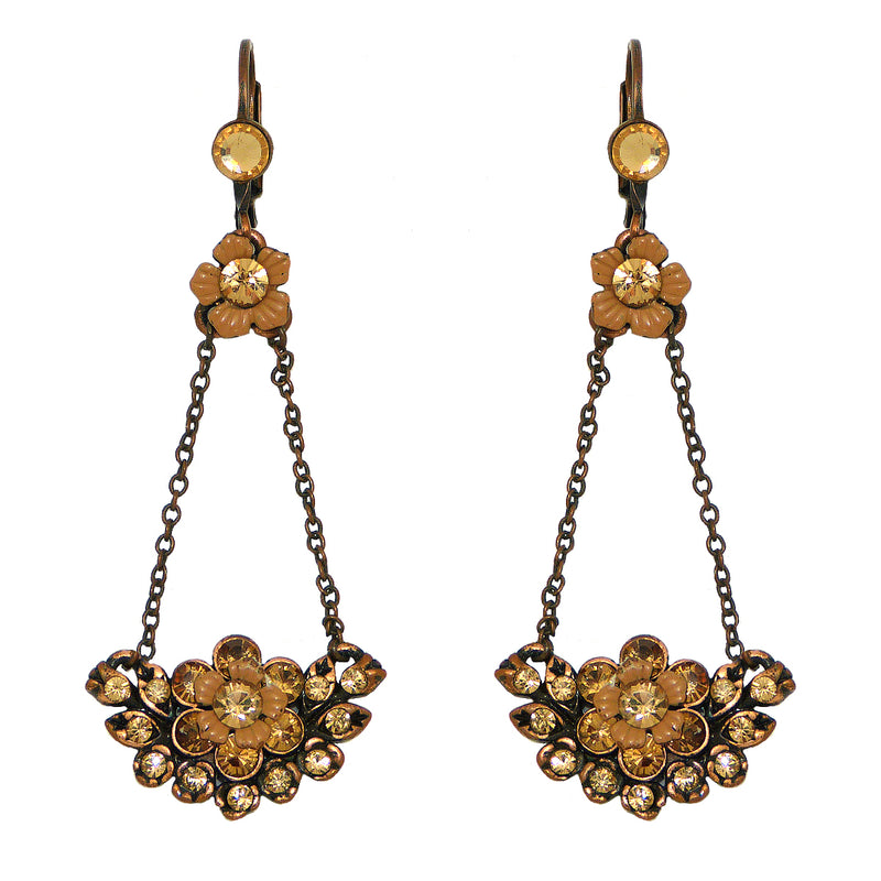 Artisan Amber Swarovski Crystal Dangle Earrings Dangle Earrings Handcrafted - ILoveThatGift