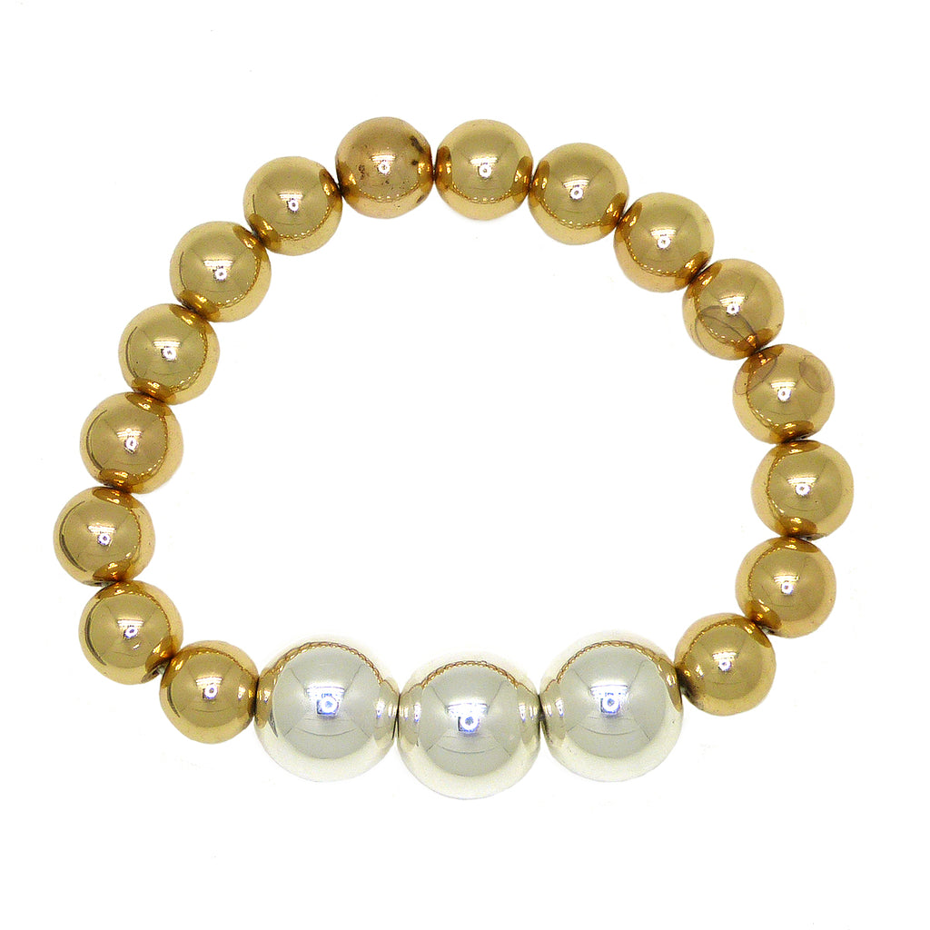 Simon Sebbag Stretch Round Gold Bracelet with Hematite & Sterling SIlver Beads B138RGH - ILoveThatGift