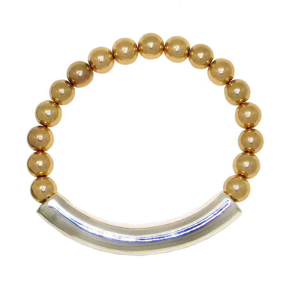 Simon Sebbag Stretch Round Gold Bracelet Hematite & Sterling SIlver Long Band Beads B155RGH - ILoveThatGift