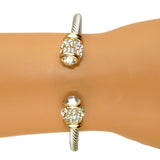 Designer Inspired  Cable Cuff Silver Gold Rhinestone Bracelet by Liza Kim - ILoveThatGift