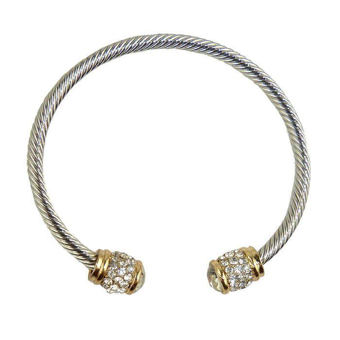 Designer Inspired  Cable Cuff Silver Gold Rhinestone Bracelet by Liza Kim - ILoveThatGift