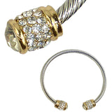 Designer Inspired  Cable Cuff Silver Gold Rhinestone Bracelet by Liza Kim - ILoveThatGift