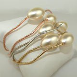 Set of Gold Silver Rose Gold Toned Bangles Bracelets with Pearls by Liza Kim - ILoveThatGift
