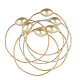 Set of Gold Silver Rose Gold Toned Bangles Bracelets with Pearls by Liza Kim - ILoveThatGift