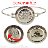 Live in The Moment Tree of Life Bangle Bracelet in Silver with Rhinestones by Liza Kim