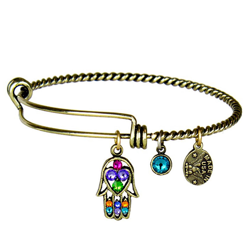 Anne Koplik Swarovski® Hamsa Fortune Charm Bangle Bracelet BBG007MUL - ILoveThatGift