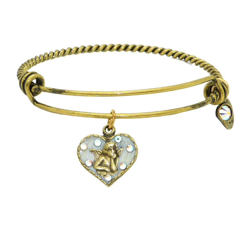 Anne Koplik Swarovski® Guardian Angel Heart Charm Bangle Bracelet BBG009CAB - ILoveThatGift