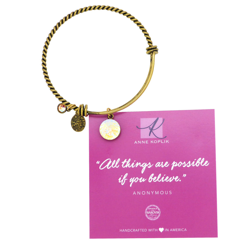 Anne Koplik Swarovski® Believe Crystal Charm Bangle Bracelet BBG010CAB - ILoveThatGift