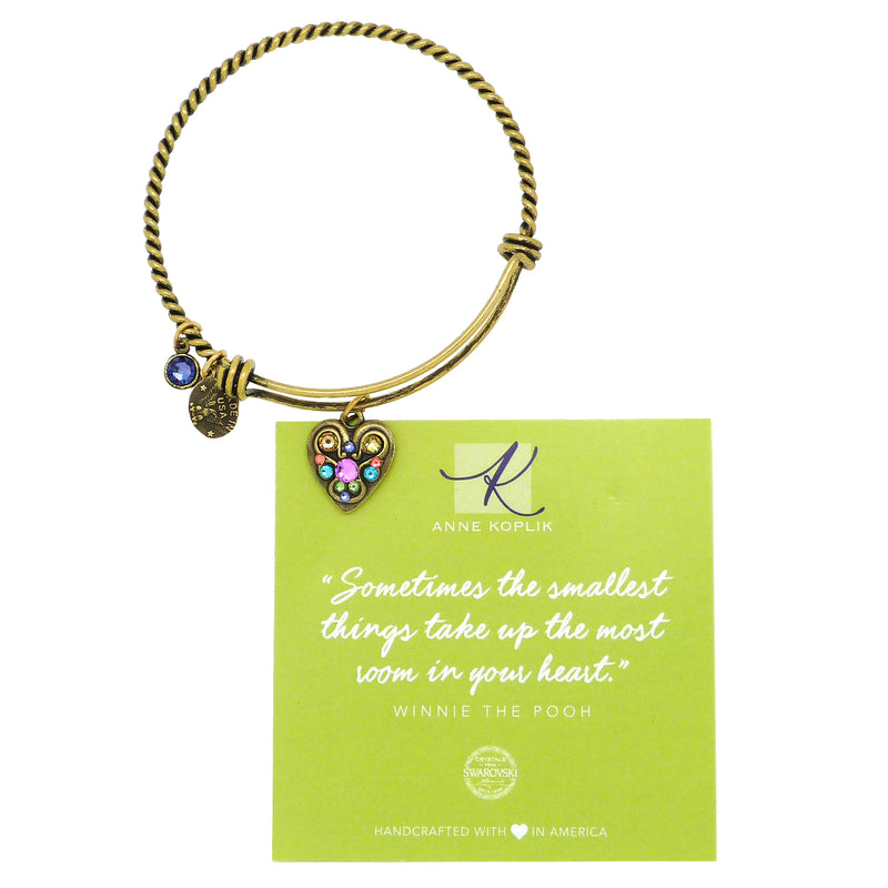 Anne Koplik Swarovski® Celebration Heart Love Charm Bangle Bracelet BBG013TAZ - ILoveThatGift