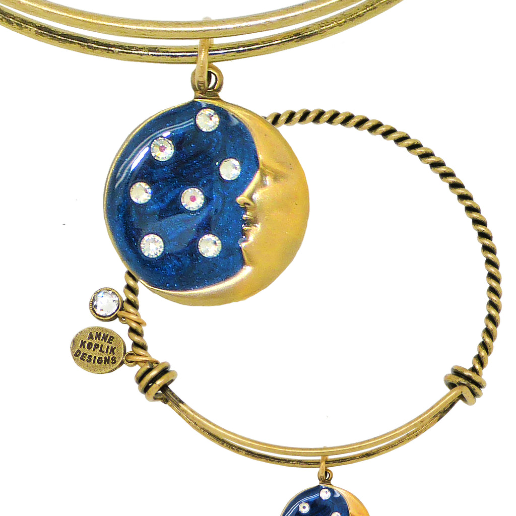 Anne Koplik Swarovski® Moon Light Crystal Charm Bangle Bracelet BBG020BLU - ILoveThatGift