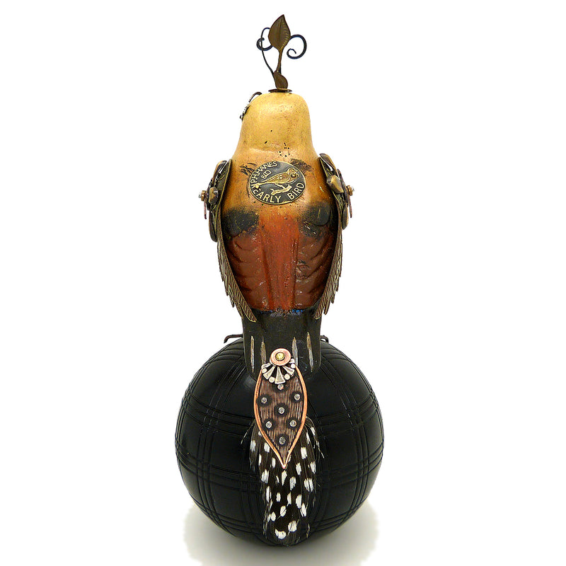 Mullanium Roufus Backed Finch Bird on Croquet Ball Artists Jim Tori Mullan Steampunk Handmade - ILoveThatGift