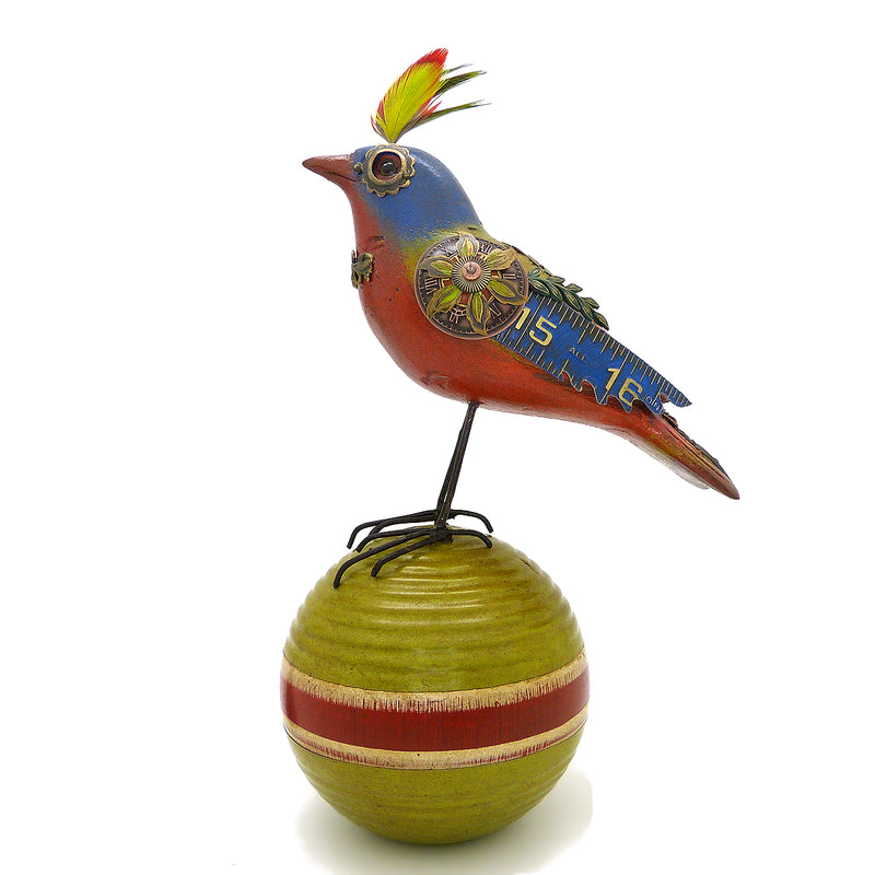 Mullanium Bunting Bird on  Croquet Ball Artists Jim Tori Mullan Steampunk Handmade - ILoveThatGift