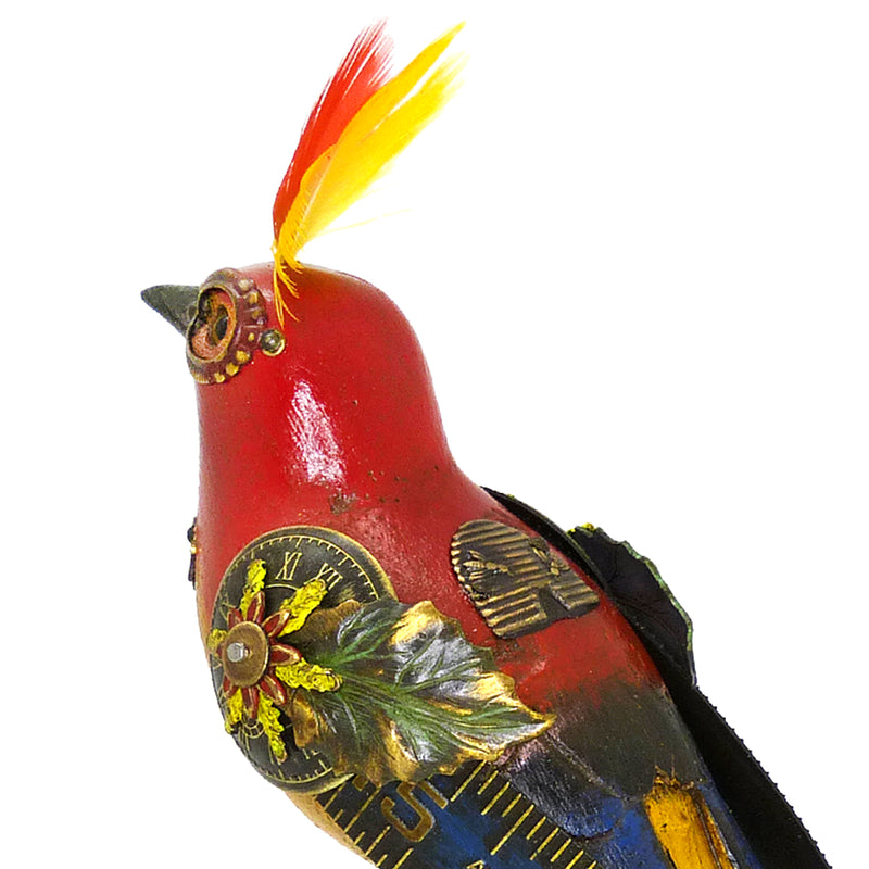 Mullanium Red Yellow Bird on Wheels Artists Jim Tori Mullan Steampunk Handmade - ILoveThatGift