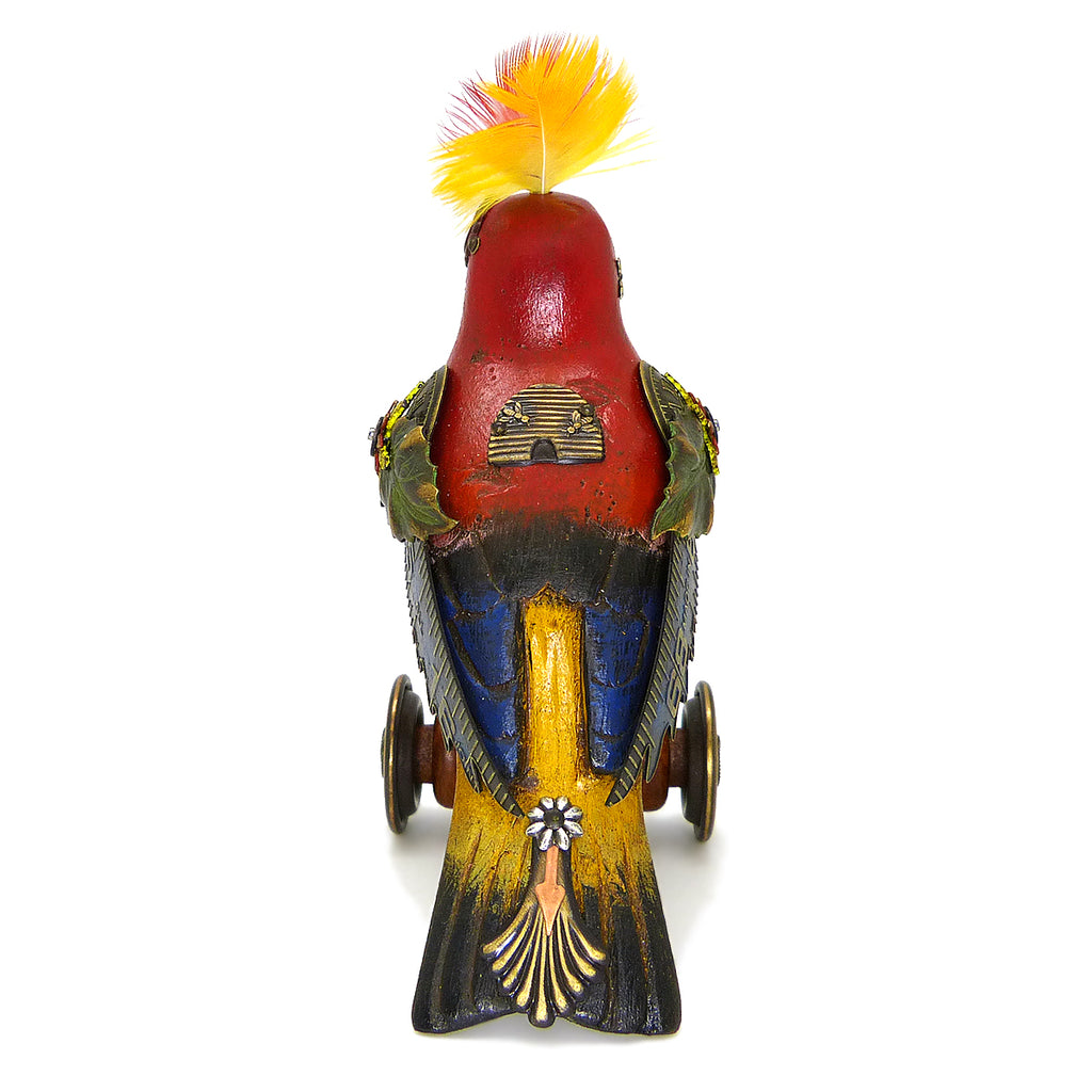 Mullanium Red Yellow Bird on Wheels Artists Jim Tori Mullan Steampunk Handmade - ILoveThatGift