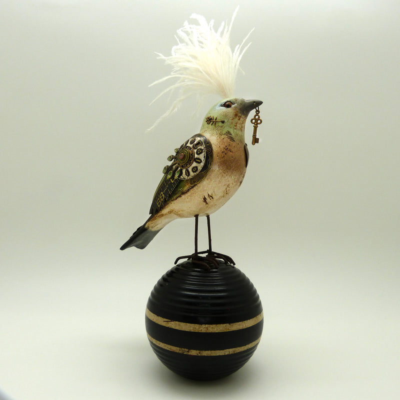 Mullanium Black Green Bird on Croquet Ball Artists Jim Tori Mullan Steampunk Handmade - ILoveThatGift