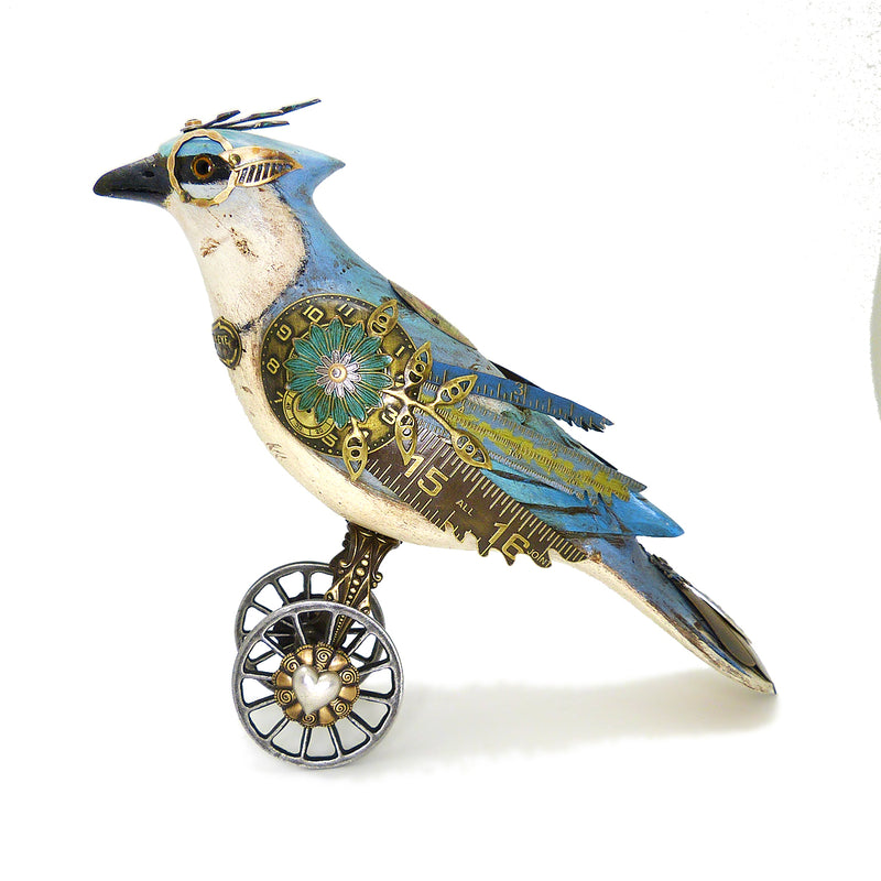 Mullanium Blue Jay Wheels Artists Jim Tori Mullan Steampunk Handmade - ILoveThatGift