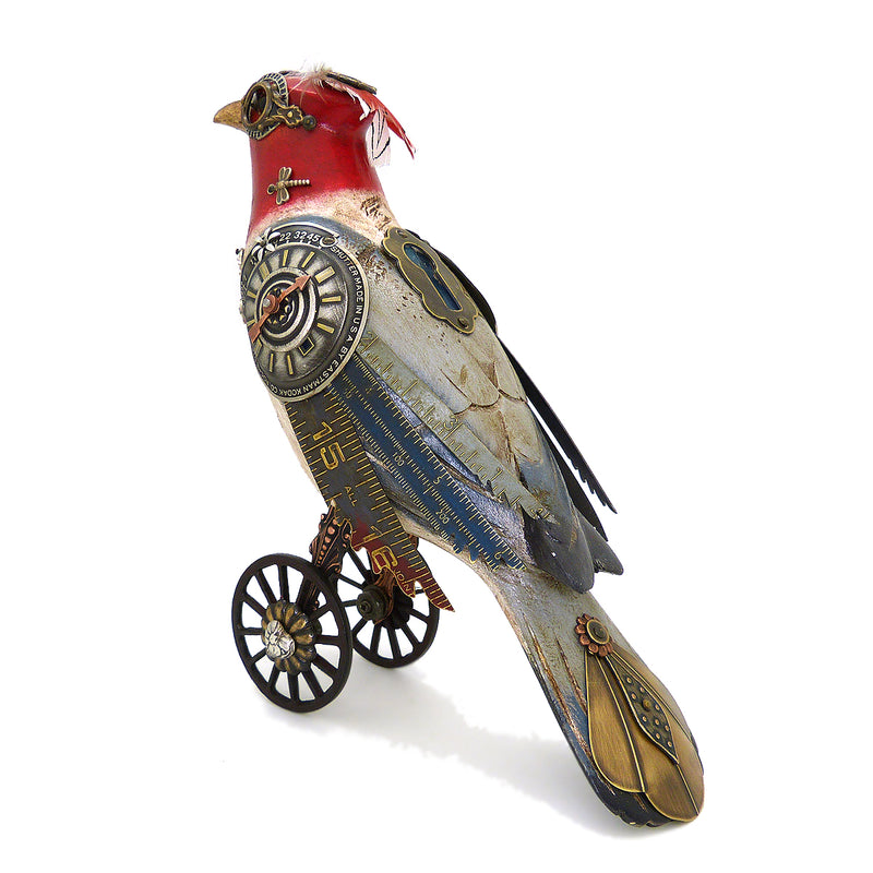 Mullanium Red Crested Cardinal Wheels Artists Jim Tori Mullan Steampunk Handmade - ILoveThatGift