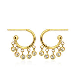 Charming 14K Gold PlatedSmall Hoop Earrings CZ Charms Hoop Earrings 1 inch Trades Haim Shahar