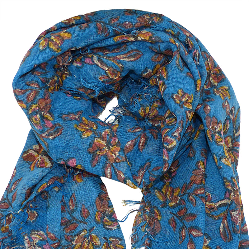 Chan Luu Palace Blue Painterly Floral Cashmere And Silk Scarf - ILoveThatGift