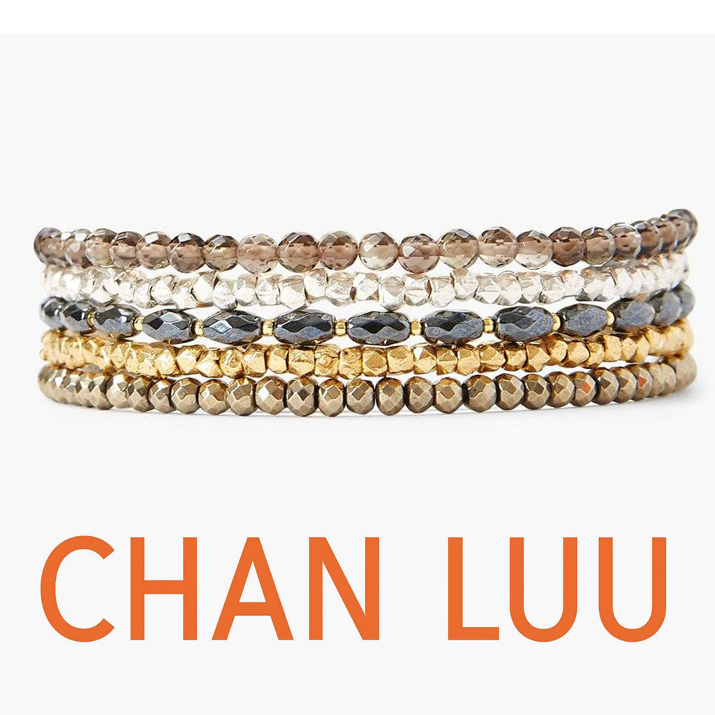 Genuine Chan Luu Wrap Bracelet Hematite & Metallic Mix Leather 5 Wrap 6021