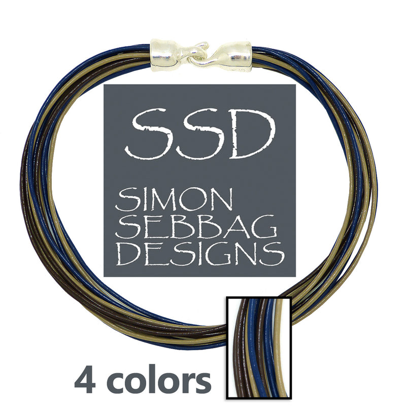 Simon Sebbag Leather Necklace 3 colors Brown Sand Blue Ink 17" Add Sterling Silver Slide - ILoveThatGift