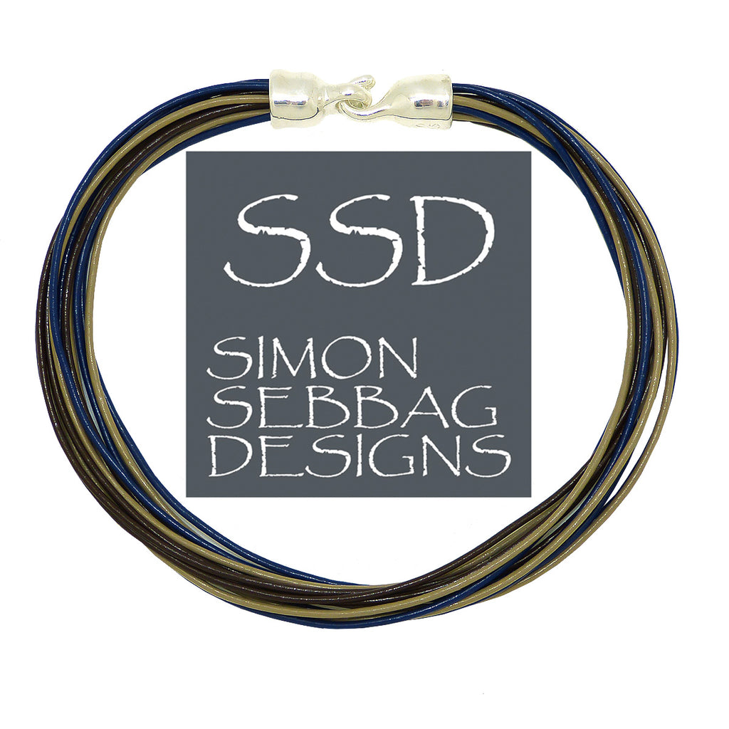 Simon Sebbag Leather Necklace 3 colors Brown Sand Blue Ink 17" Add Sterling Silver Slide - ILoveThatGift