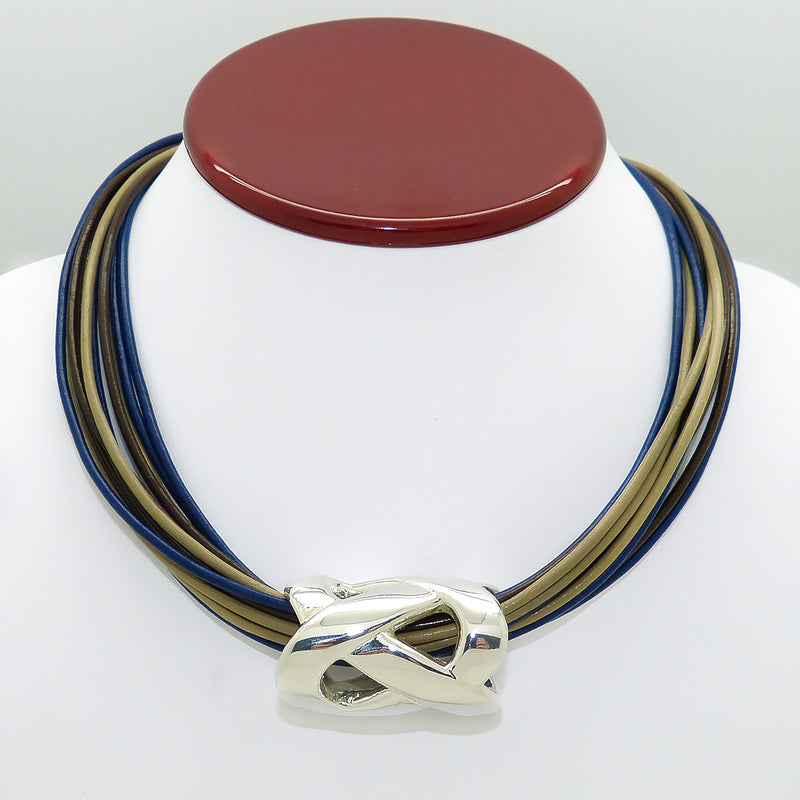 Simon Sebbag Leather Necklace 3 colors Brown Sand Blue Ink 17" Add Sterling Silver Slide - ILoveThatGift