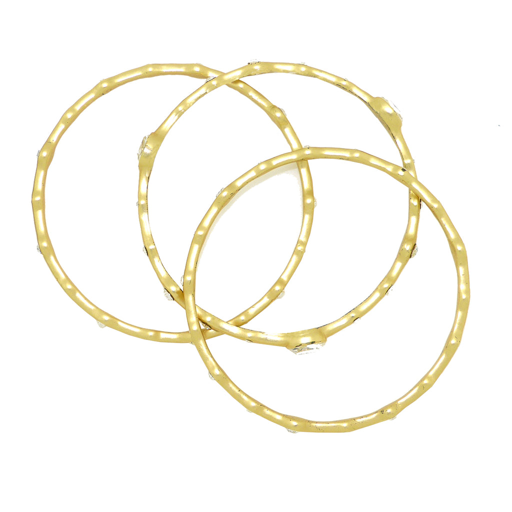 Bangle Set of 3 in Gold or Silver with Clear Stones Ipp Designer Inspired - ILoveThatGift