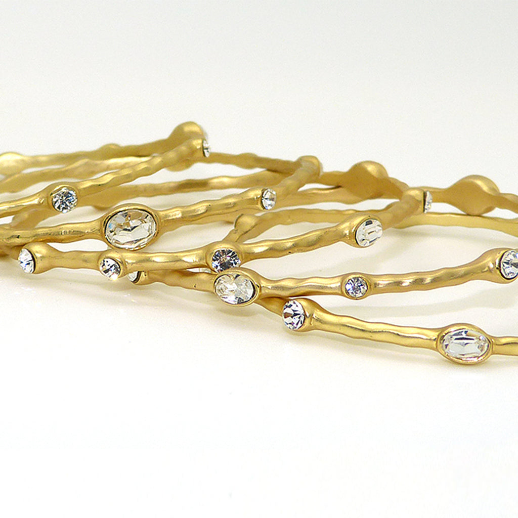 Bangle Set of 5 in Gold with Clear Stones Ipp Designer Inspired - ILoveThatGift