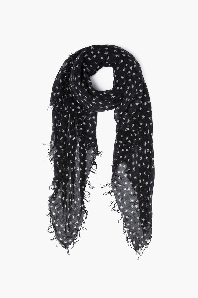 Chan Luu Scarf Soft Cashmere Silk Wrap Star Print Black on White Duster Bag - ILoveThatGift