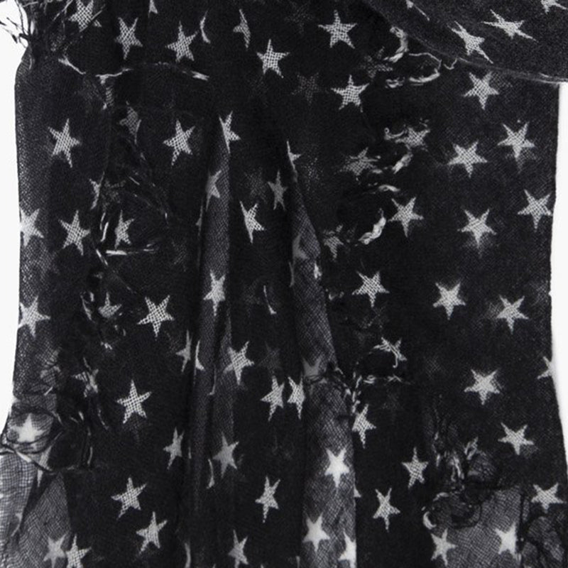 Chan Luu Scarf Soft Cashmere Silk Wrap Star Print Black on White Duster Bag - ILoveThatGift