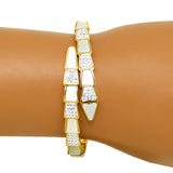 High Polished Gold Serpenti Serpant Crystal Bypass Hinged Bracelet Designer Inspired
