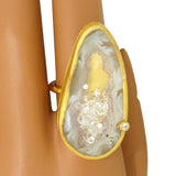 Handmade Open Agate With  CZ Ring Gold by Felix Z Geode Adjustable - ILoveThatGift
