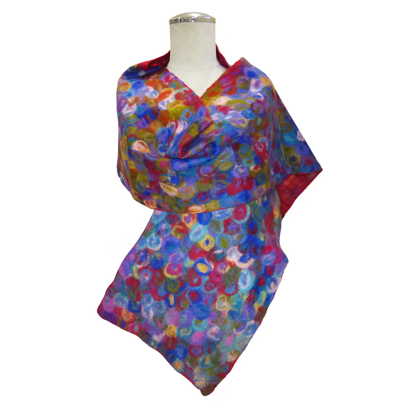 Handmade Felted Merino Wool Chiffon Scarf Wrap Pomegranate Moon Confetti 76" x 12" - ILoveThatGift