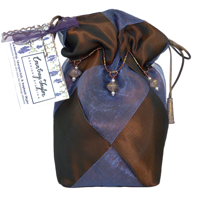 New Handcrafted Purple Brown Embellished Evening Bag Purse - ILoveThatGift