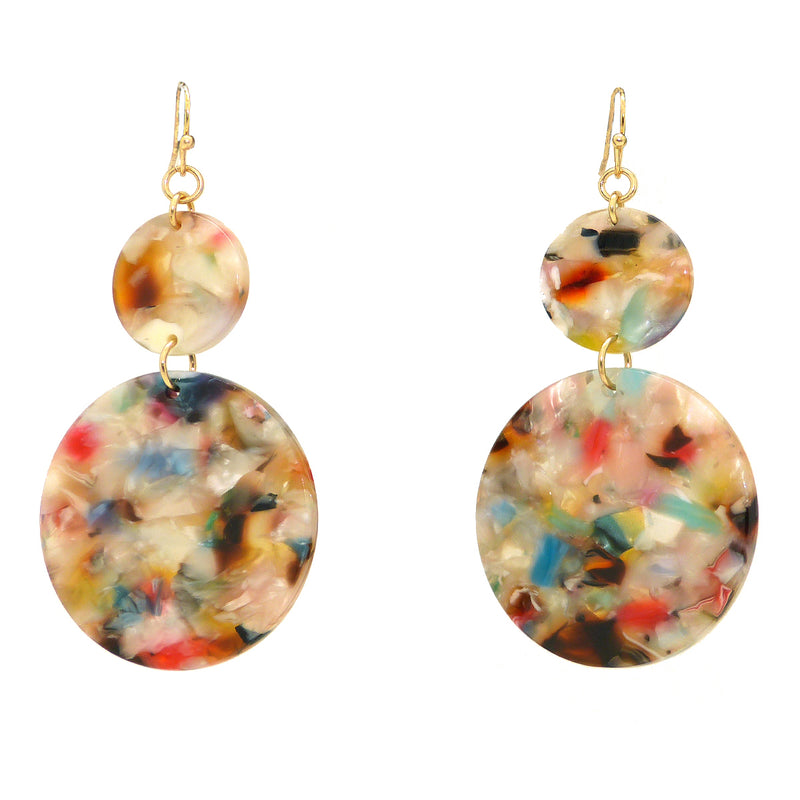 NahMu Round Multicolor Resin Acrylic Dangle  Earrings 615 NWT - ILoveThatGift