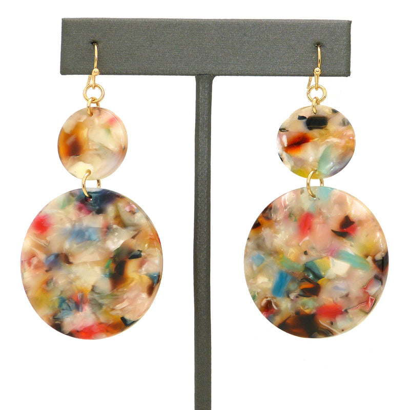 NahMu Round Multicolor Resin Acrylic Dangle  Earrings 615 NWT - ILoveThatGift