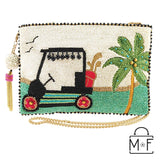 Mary Frances Day On The Green Beaded Golf Cart Crossbody Clutch Handbag Phone - ILoveThatGift