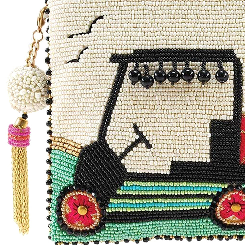 Mary Frances Day On The Green Beaded Golf Cart Crossbody Clutch Handbag Phone - ILoveThatGift