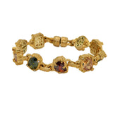 Gold Toned Semi Precious Stones Link Bracelet Magnetic Closure Designer Inspired 2