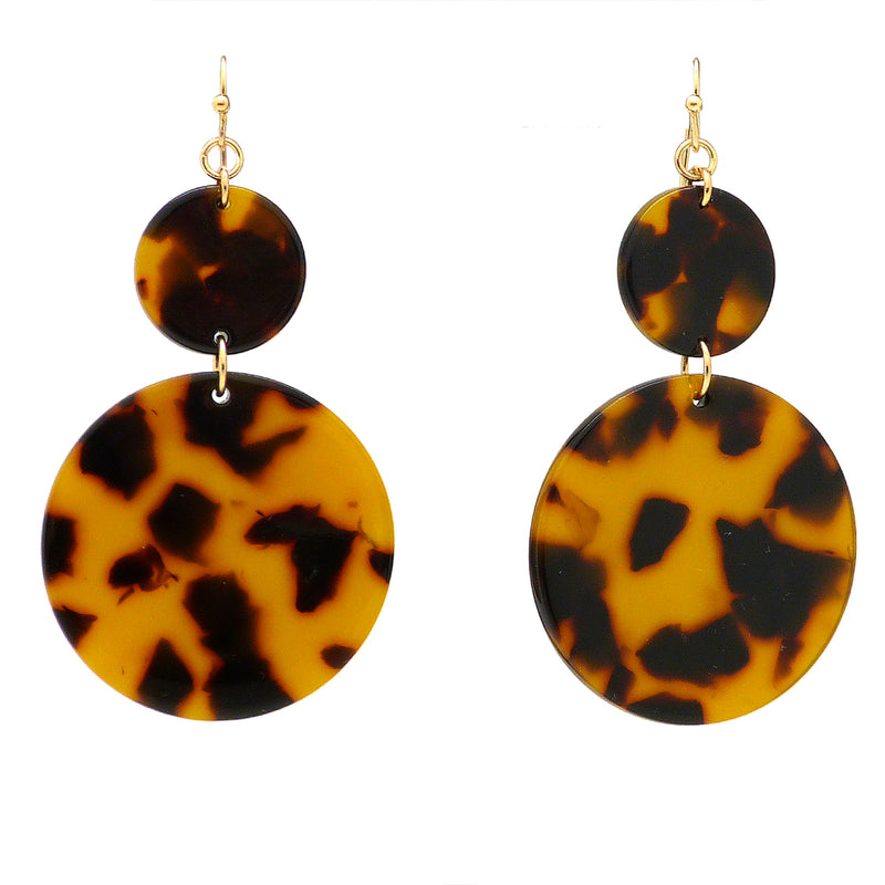 NahMu Round Tortoise Shell Resin Acrylic Dangle  Earrings 615 NWT - ILoveThatGift