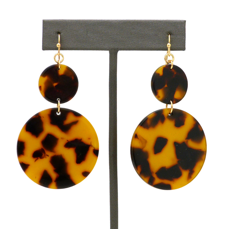 NahMu Round Tortoise Shell Resin Acrylic Dangle  Earrings 615 NWT - ILoveThatGift