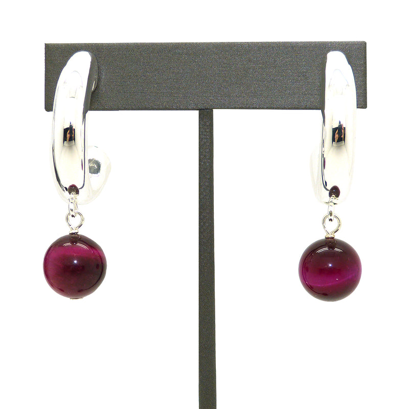 Simon Sebbag Sterling Silver Hoops Pink Tigers Eye Drop Earrings E2134PTE - ILoveThatGift