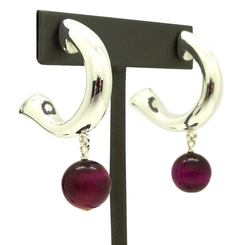 Simon Sebbag Sterling Silver Hoops Pink Tigers Eye Drop Earrings E2134PTE - ILoveThatGift