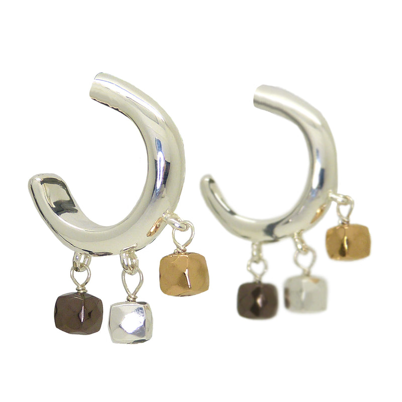 Simon Sebbag Sterling Silver Round Hoop Earrings with Mixed Hematite Dangles E2189 - ILoveThatGift
