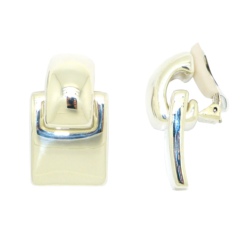 Simon Sebbag 2-in-1 Rectangular Curved Sterling Silver Earrings E2262 Clip - ILoveThatGift