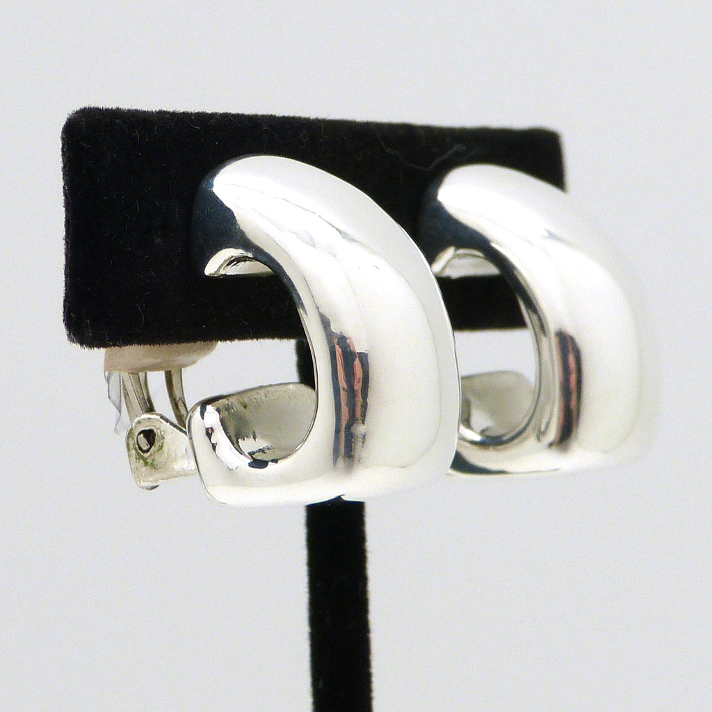 Simon Sebbag 2-in-1 Rectangular Curved Sterling Silver Earrings E2262 Clip - ILoveThatGift