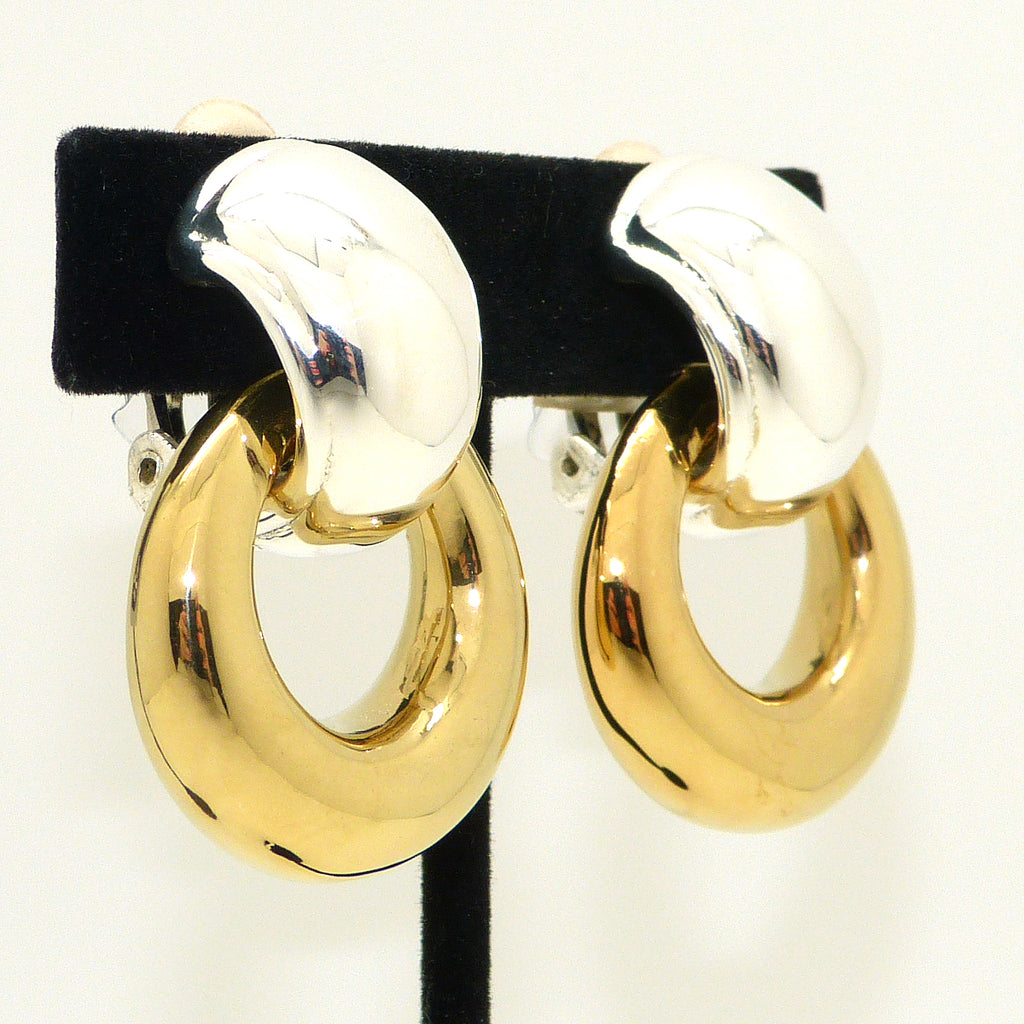 Simon Sebbag Smooth Gold Sterling Silver 925 Top Door Knocker Clip On Earrings 2-in-1 - ILoveThatGift